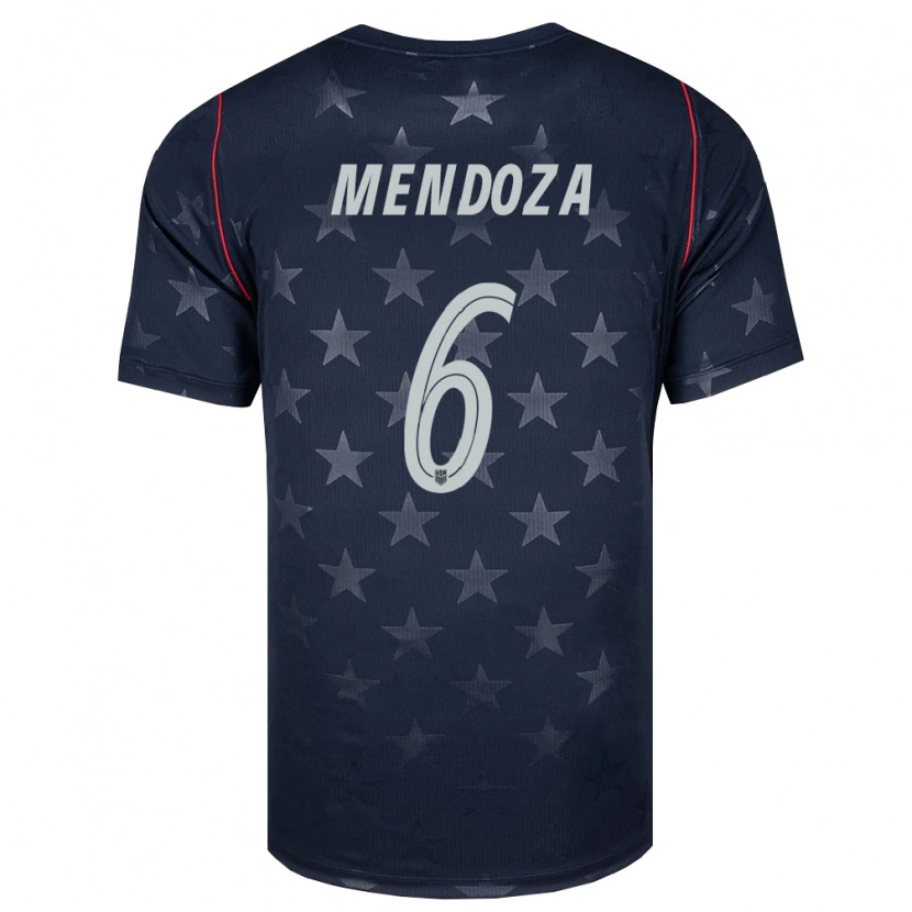 Danxen Kvinnor Usa Edwyn Mendoza #6 Svart Vit Röd Bortatröja Matchtröjor 26-28 Tröjor T-Tröja