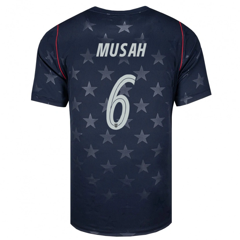 Danxen Kvinnor Usa Yunus Musah #6 Svart Vit Röd Bortatröja Matchtröjor 26-28 Tröjor T-Tröja