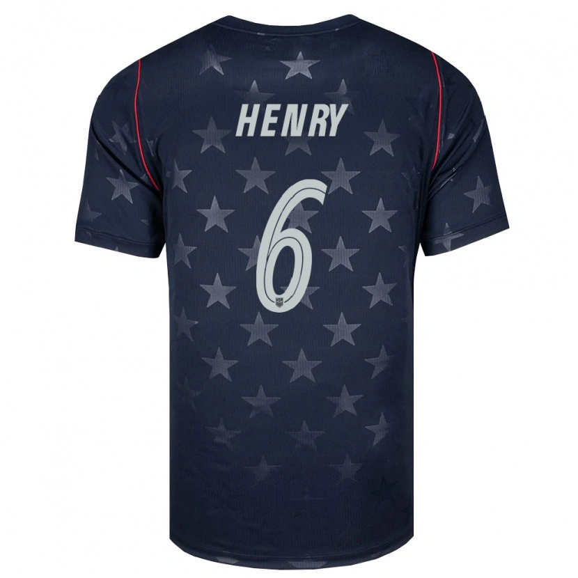 Danxen Kvinnor Usa Kobi Henry #6 Svart Vit Röd Bortatröja Matchtröjor 26-28 Tröjor T-Tröja
