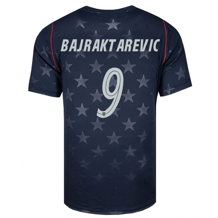 Danxen Kvinnor Usa Esmir Bajraktarevic #9 Svart Vit Röd Bortatröja Matchtröjor 26-28 Tröjor T-Tröja