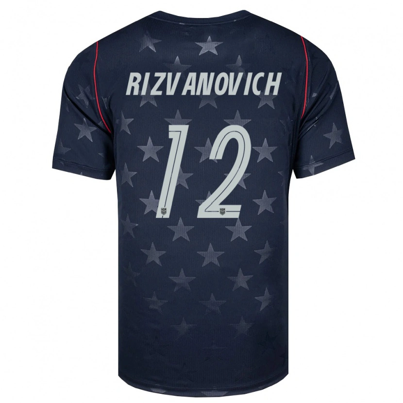 Danxen Kvinnor Usa Kayne Rizvanovich #12 Svart Vit Röd Bortatröja Matchtröjor 26-28 Tröjor T-Tröja
