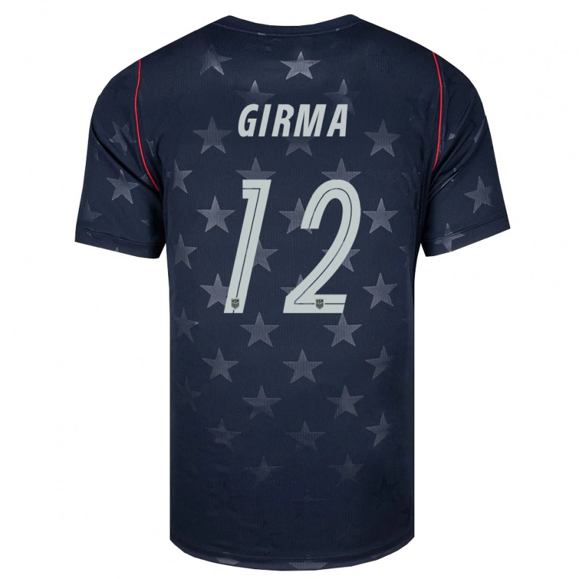 Danxen Kvinnor Usa Naomi Girma #12 Svart Vit Röd Bortatröja Matchtröjor 26-28 Tröjor T-Tröja