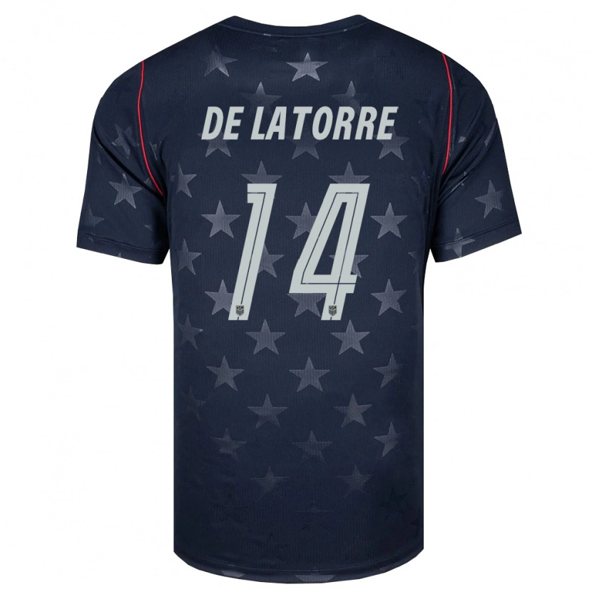 Danxen Kvinnor Usa Luca De La Torre #14 Svart Vit Röd Bortatröja Matchtröjor 26-28 Tröjor T-Tröja