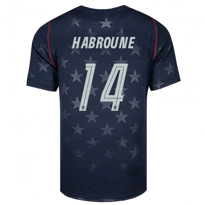 Danxen Kvinnor Usa Taha Habroune #14 Svart Vit Röd Bortatröja Matchtröjor 26-28 Tröjor T-Tröja