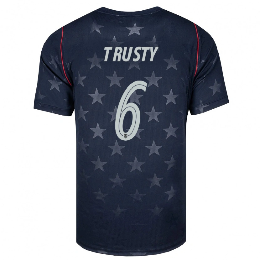 Danxen Kvinnor Usa Auston Trusty #6 Svart Vit Röd Bortatröja Matchtröjor 26-28 Tröjor T-Tröja