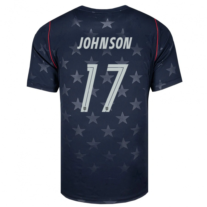 Danxen Kvinnor Usa Jamir Johnson #17 Svart Vit Röd Bortatröja Matchtröjor 26-28 Tröjor T-Tröja