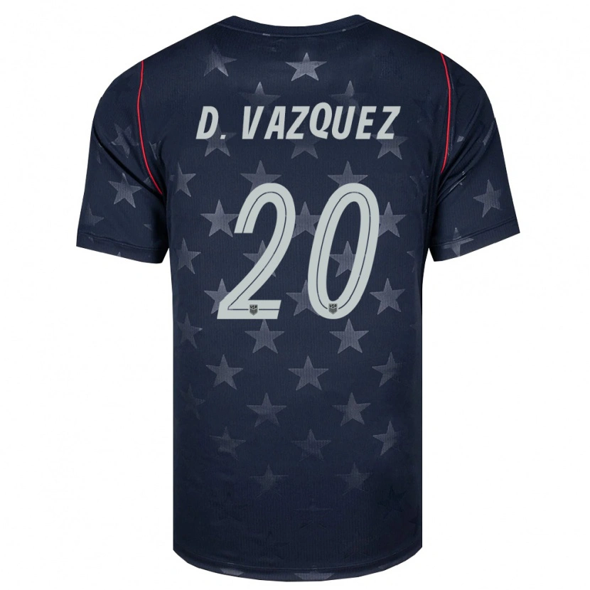 Danxen Kvinnor Usa David Vazquez #20 Svart Vit Röd Bortatröja Matchtröjor 26-28 Tröjor T-Tröja