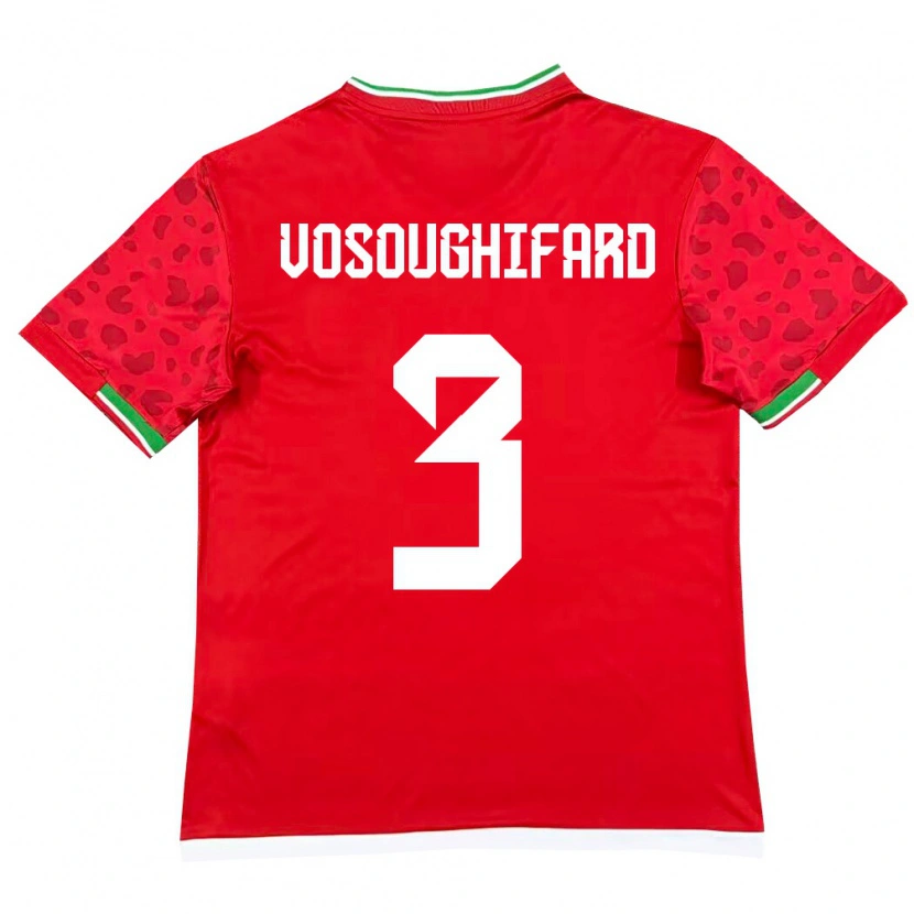 Danxen Kvinnor Iran Arshia Vosoughifard #3 Röd Vit Bortatröja Matchtröjor 26-28 Tröjor T-Tröja
