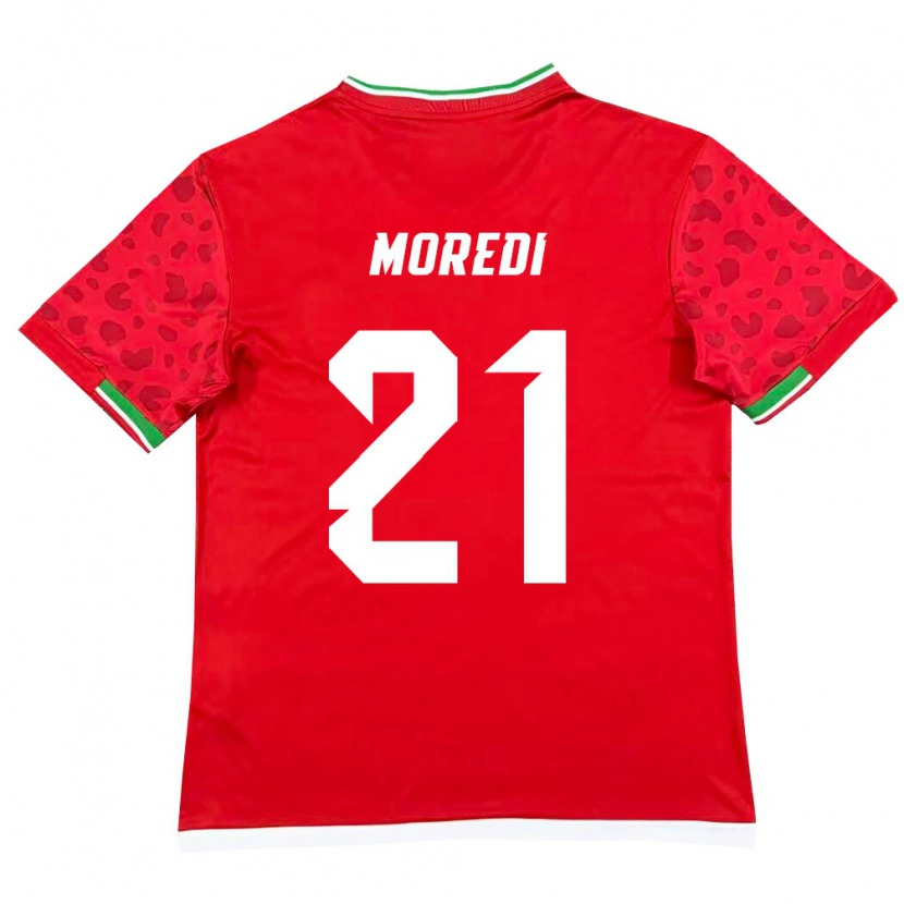 Danxen Kvinnor Iran Abolfazl Moredi #21 Röd Vit Bortatröja Matchtröjor 26-28 Tröjor T-Tröja