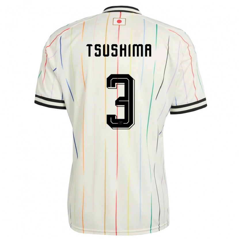 Danxen Kvinnor Japan Haru Tsushima #3 Vit Svart Bortatröja Matchtröjor 26-28 Tröjor T-Tröja