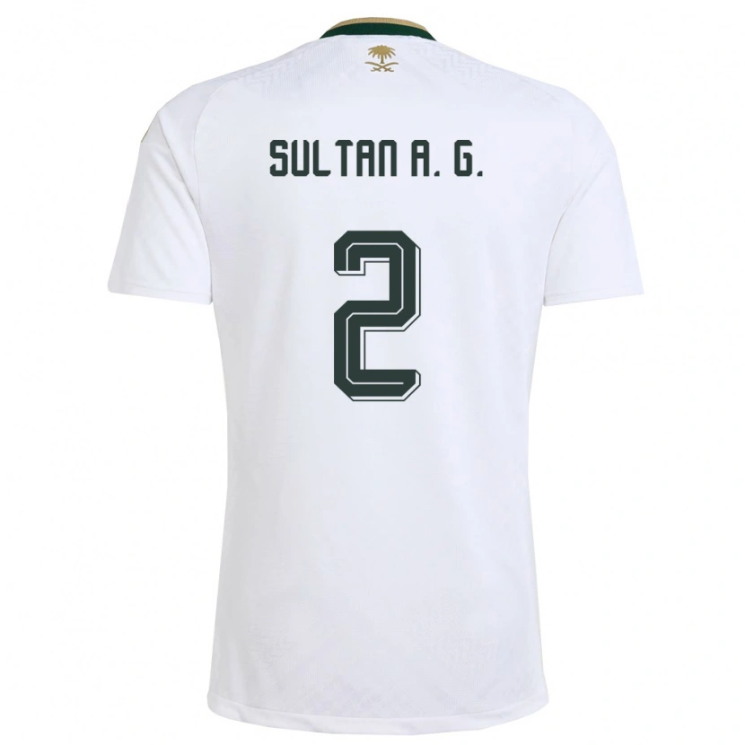 Danxen Kvinnor Saudi-Arabien Sultan Al-Ghannam #2 Vit Grön Guld Bortatröja Matchtröjor 26-28 Tröjor T-Tröja