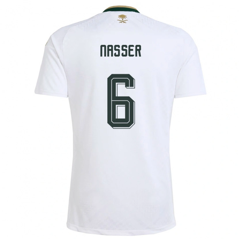 Danxen Kvinnor Saudi-Arabien Nasser Al-Dawsari #6 Vit Grön Guld Bortatröja Matchtröjor 26-28 Tröjor T-Tröja