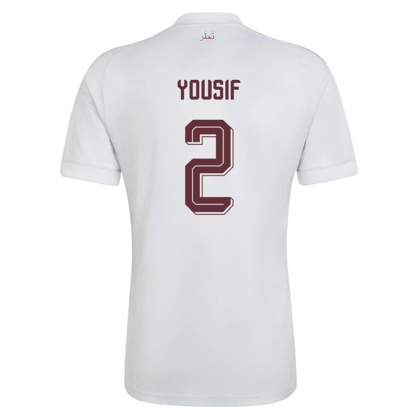 Danxen Kvinnor Qatar Abdalla Yousif #2 Vit Burgund Bortatröja Matchtröjor 26-28 Tröjor T-Tröja
