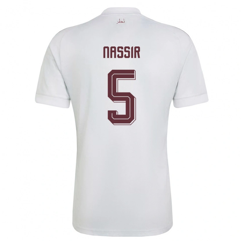 Danxen Kvinnor Qatar Taha Nassir #5 Vit Burgund Bortatröja Matchtröjor 26-28 Tröjor T-Tröja