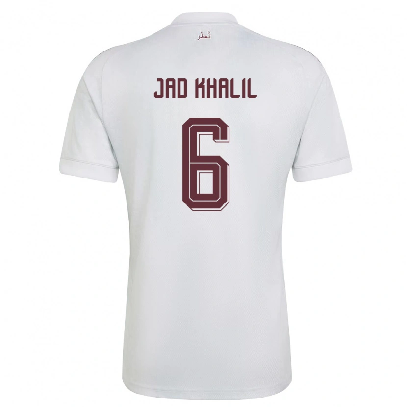 Danxen Kvinnor Qatar Hadi Jad Khalil #6 Vit Burgund Bortatröja Matchtröjor 26-28 Tröjor T-Tröja
