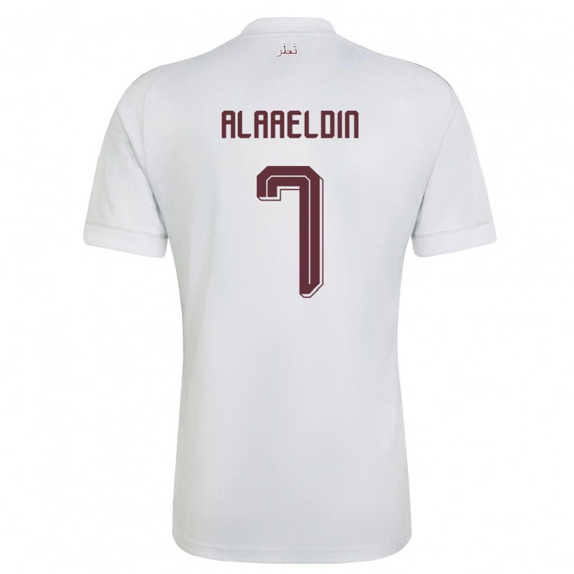 Danxen Kvinnor Qatar Ahmed Alaaeldin #7 Vit Burgund Bortatröja Matchtröjor 26-28 Tröjor T-Tröja