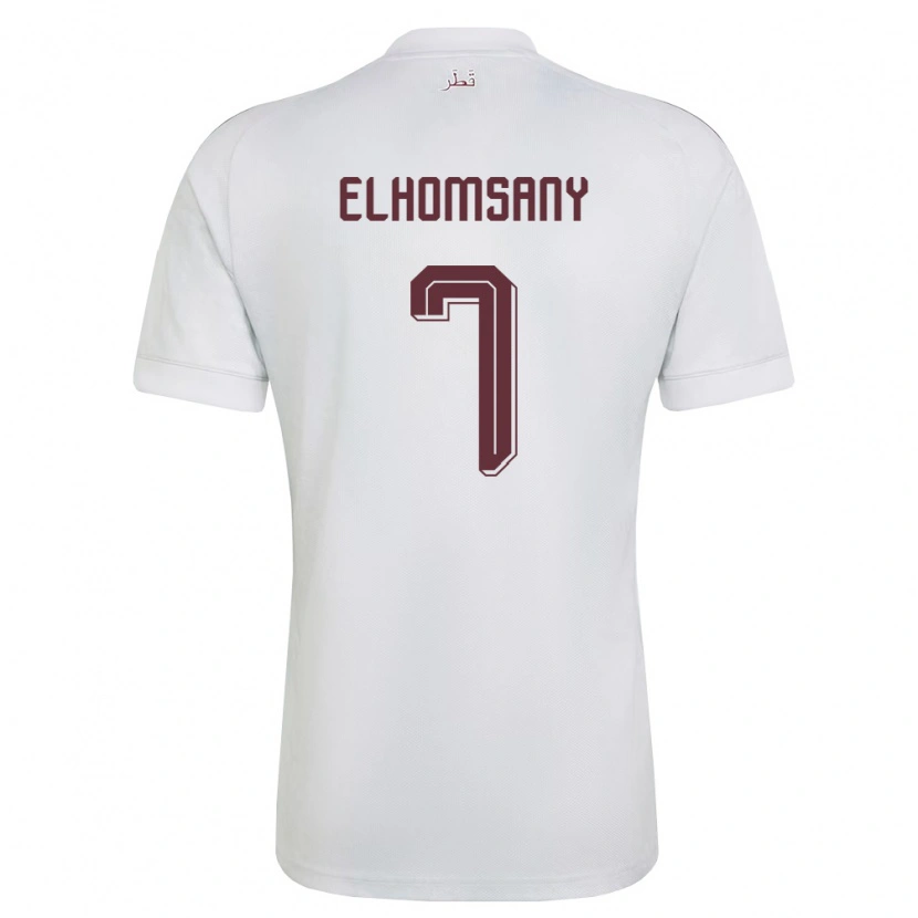 Danxen Kvinnor Qatar Yasmeen Elhomsany #7 Vit Burgund Bortatröja Matchtröjor 26-28 Tröjor T-Tröja