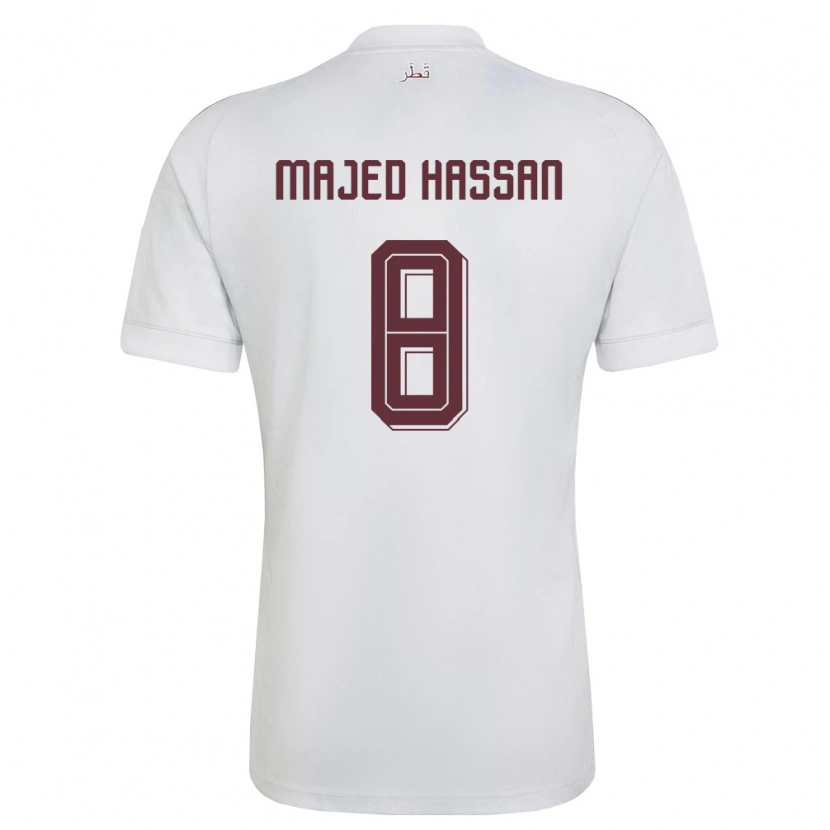 Danxen Kvinnor Qatar Malik Hassan #8 Vit Burgund Bortatröja Matchtröjor 26-28 Tröjor T-Tröja