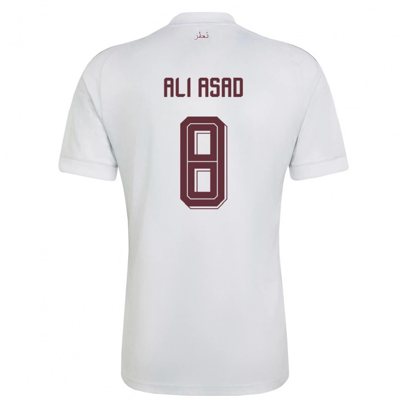 Danxen Kvinnor Qatar Ali Asad #8 Vit Burgund Bortatröja Matchtröjor 26-28 Tröjor T-Tröja