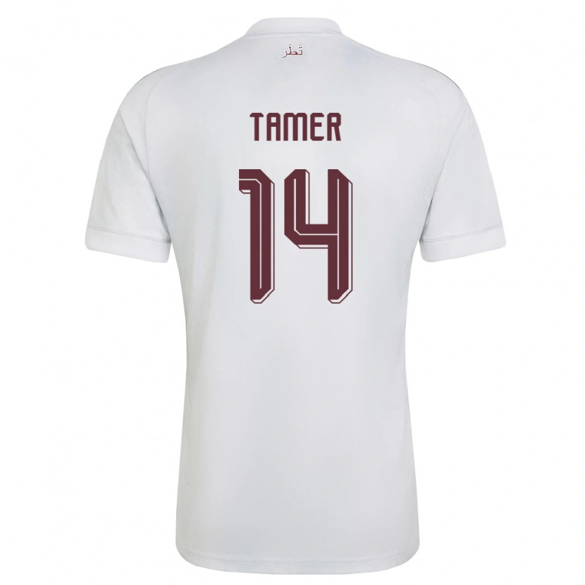 Danxen Kvinnor Qatar Noureldan Tamer #14 Vit Burgund Bortatröja Matchtröjor 26-28 Tröjor T-Tröja