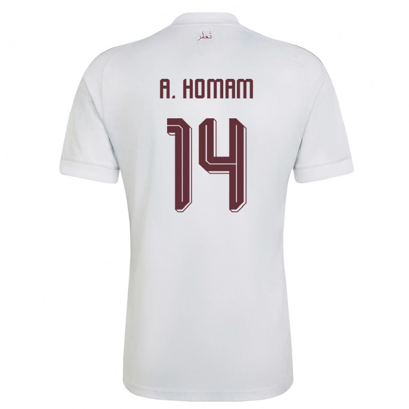 Danxen Kvinnor Qatar Homam Ahmed #14 Vit Burgund Bortatröja Matchtröjor 26-28 Tröjor T-Tröja