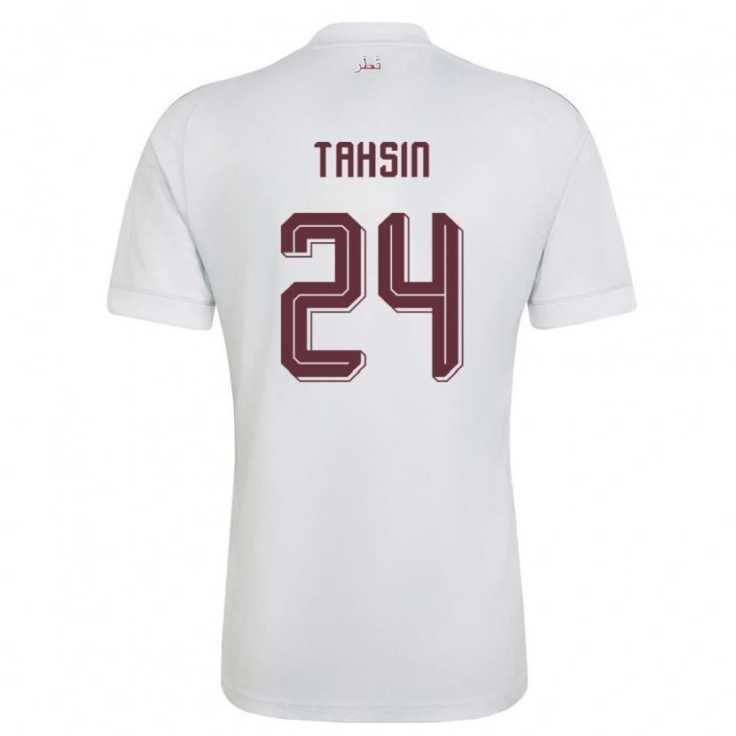 Danxen Kvinnor Qatar Tahsin Mohammed Jamshid #24 Vit Burgund Bortatröja Matchtröjor 26-28 Tröjor T-Tröja