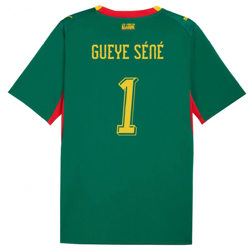 Danxen Kvinnor Senegal Thiaba Gueye Sene #1 Grön Gul Röd Bortatröja Matchtröjor 26-28 Tröjor T-Tröja