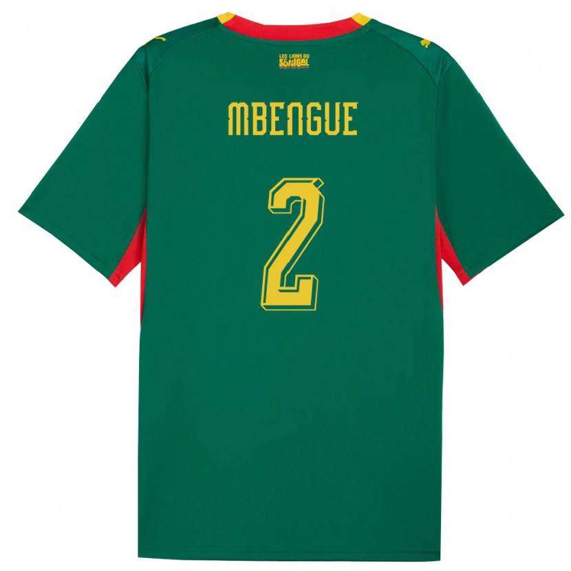 Danxen Kvinnor Senegal Lamine Mbengue #2 Grön Gul Röd Bortatröja Matchtröjor 26-28 Tröjor T-Tröja