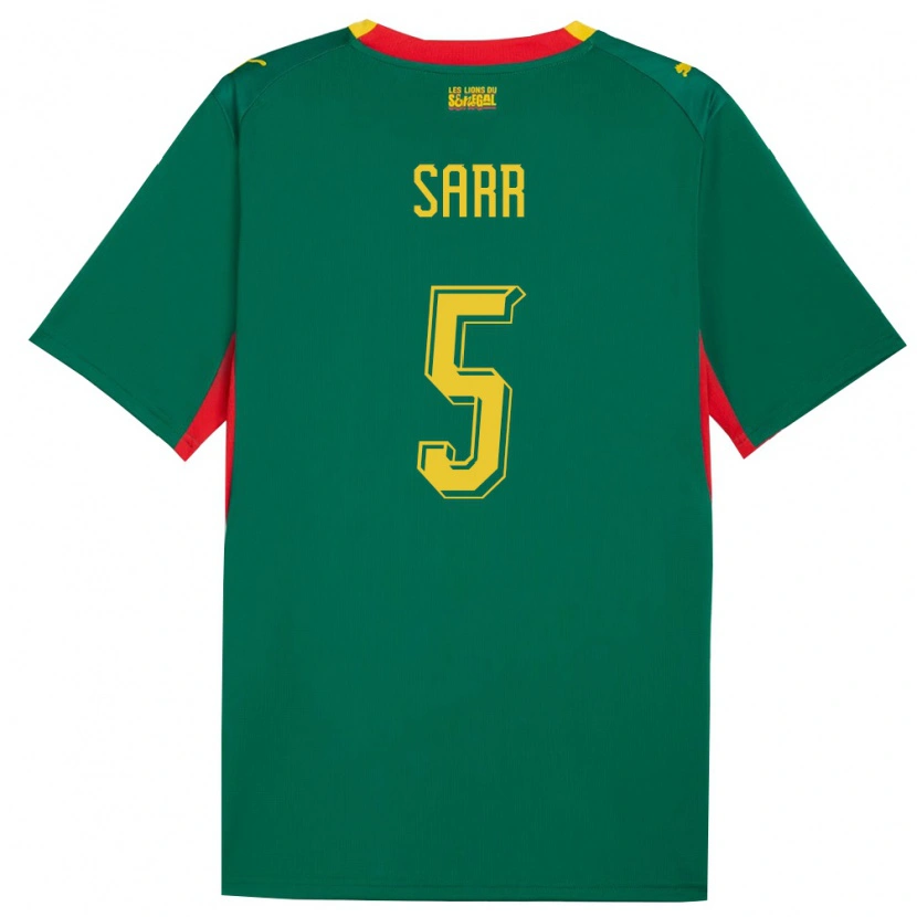 Danxen Kvinnor Senegal Omar Sarr #5 Grön Gul Röd Bortatröja Matchtröjor 26-28 Tröjor T-Tröja