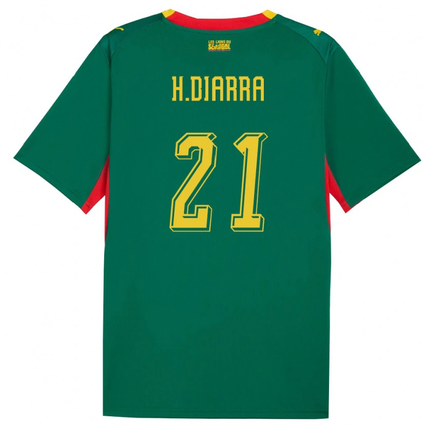 Danxen Kvinnor Senegal Habib Diarra #21 Grön Gul Röd Bortatröja Matchtröjor 26-28 Tröjor T-Tröja