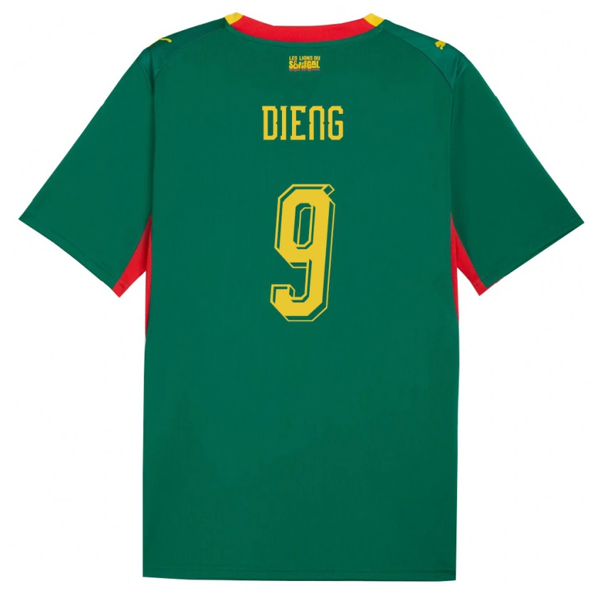 Danxen Kvinnor Senegal Ibrahima Dieng #9 Grön Gul Röd Bortatröja Matchtröjor 26-28 Tröjor T-Tröja