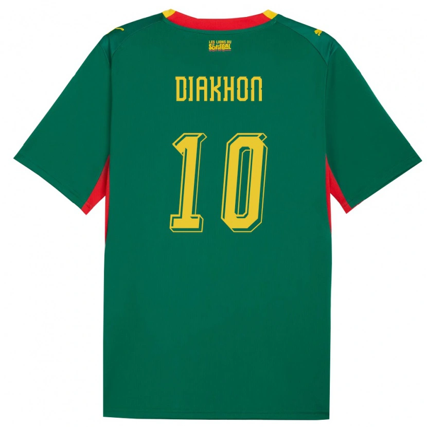 Danxen Kvinnor Senegal Mamadou Diakhon #10 Grön Gul Röd Bortatröja Matchtröjor 26-28 Tröjor T-Tröja