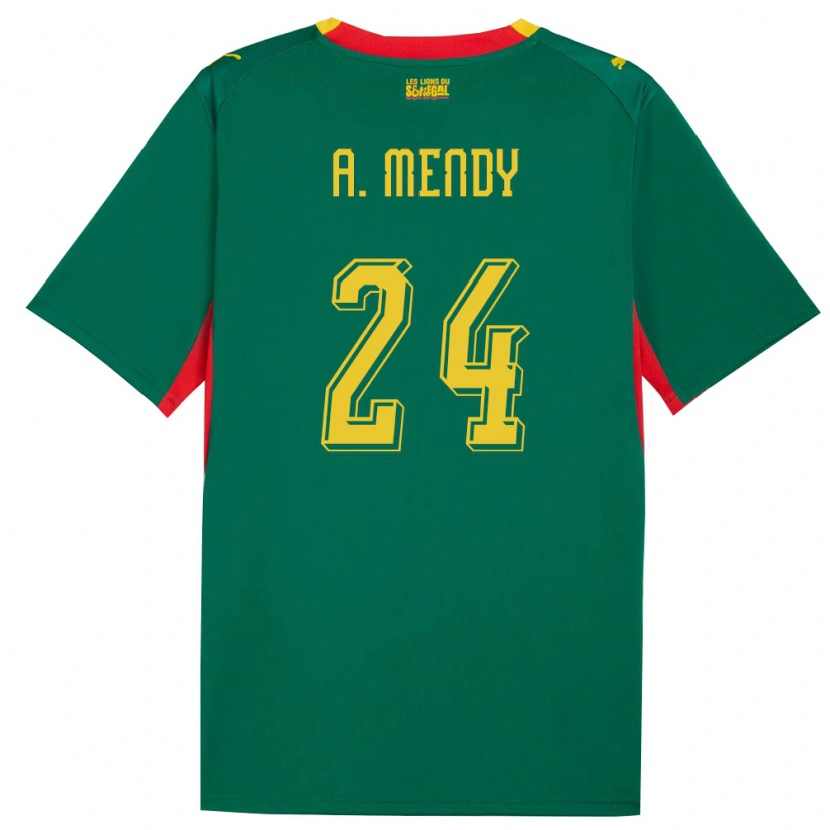 Danxen Kvinnor Senegal Antoine Mendy #24 Grön Gul Röd Bortatröja Matchtröjor 26-28 Tröjor T-Tröja