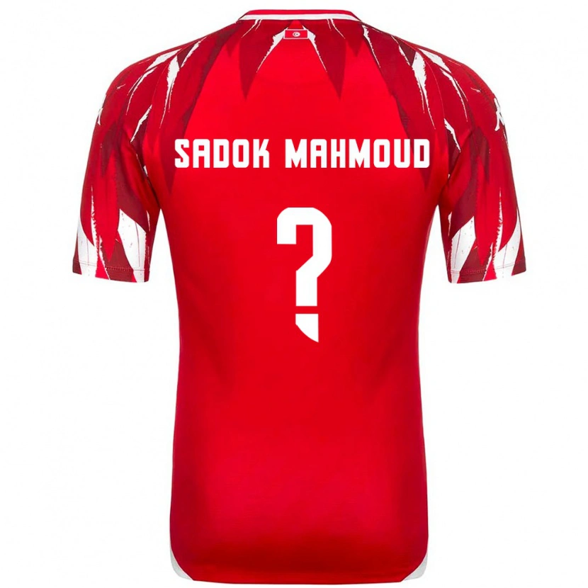 Danxen Kvinnor Tunisien Mohamed Sadok Mahmoud #0 Röd Vit Bortatröja Matchtröjor 26-28 Tröjor T-Tröja