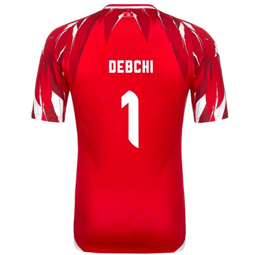 Danxen Kvinnor Tunisien Mohamed Sedki Debchi #1 Röd Vit Bortatröja Matchtröjor 26-28 Tröjor T-Tröja