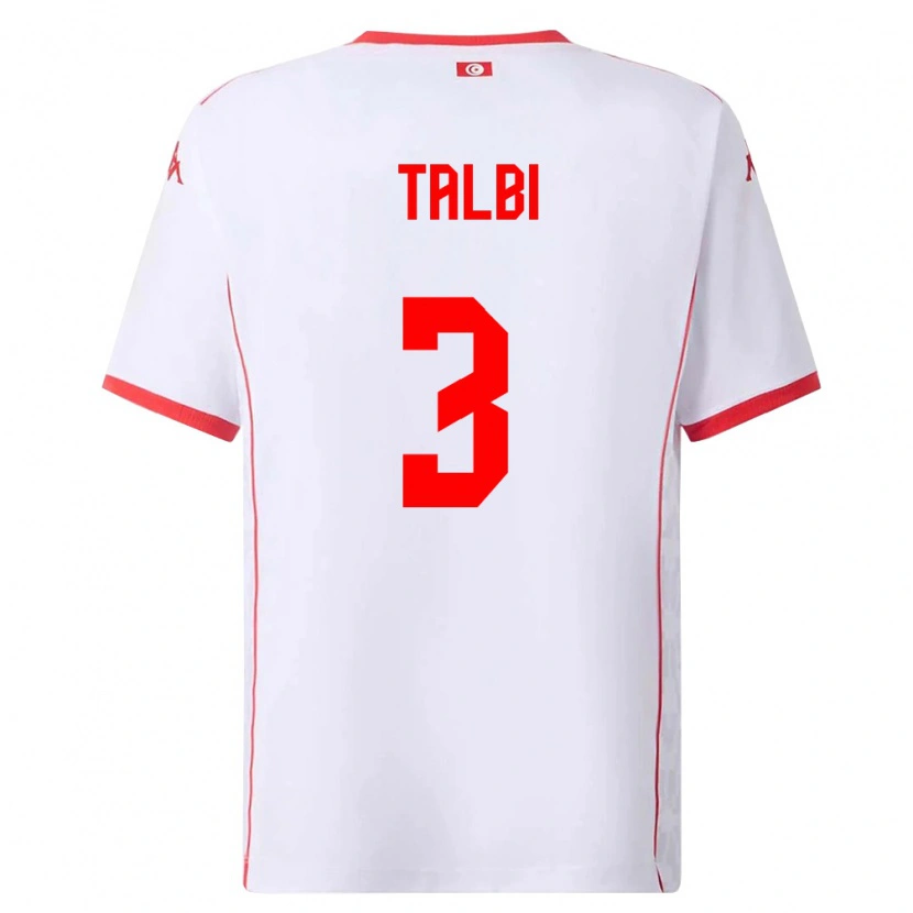 Danxen Kvinnor Tunisien Montassar Talbi #3 Vit Röd Bortatröja Matchtröjor 26-28 Tröjor T-Tröja