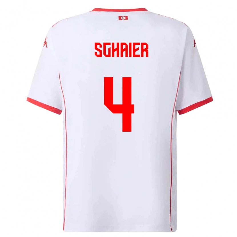 Danxen Kvinnor Tunisien Makrem Sghaier #4 Vit Röd Bortatröja Matchtröjor 26-28 Tröjor T-Tröja