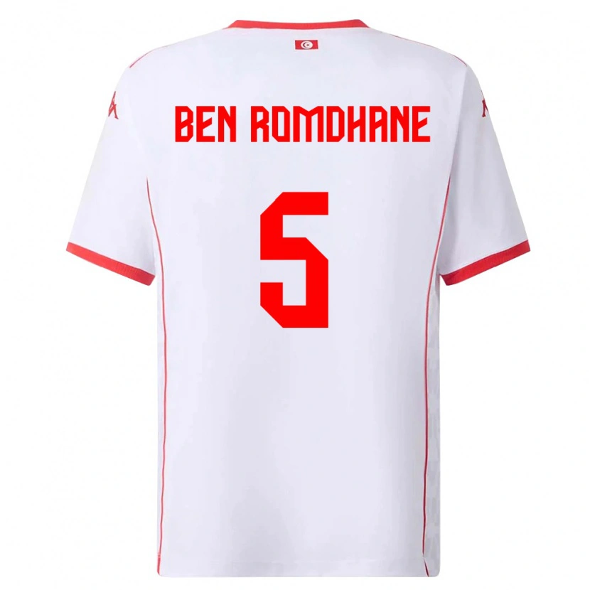 Danxen Kvinnor Tunisien Mohamed Ali Ben Romdhane #5 Vit Röd Bortatröja Matchtröjor 26-28 Tröjor T-Tröja