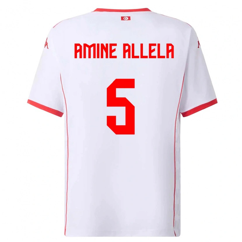 Danxen Kvinnor Tunisien Mohamed Amine Allela #5 Vit Röd Bortatröja Matchtröjor 26-28 Tröjor T-Tröja