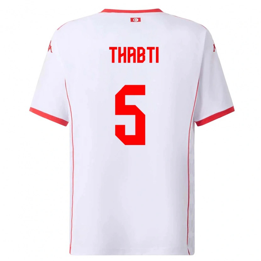 Danxen Kvinnor Tunisien Moncef Thabti #5 Vit Röd Bortatröja Matchtröjor 26-28 Tröjor T-Tröja