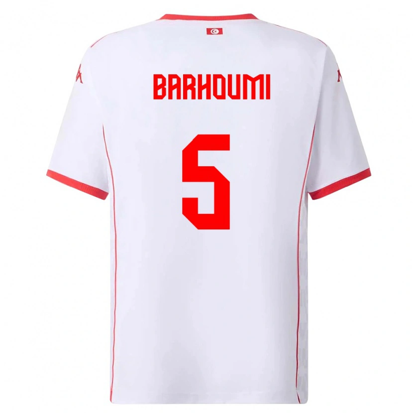 Danxen Kvinnor Tunisien Jasmina Barhoumi #5 Vit Röd Bortatröja Matchtröjor 26-28 Tröjor T-Tröja