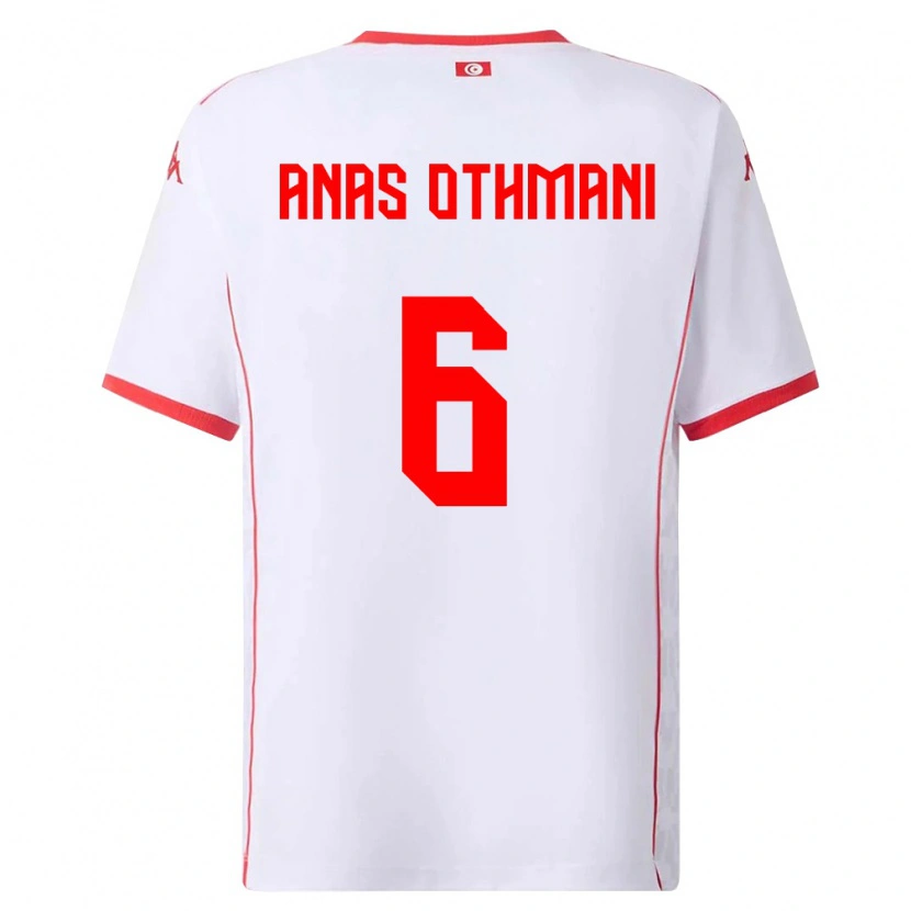 Danxen Kvinnor Tunisien Mohamed Anas Othmani #6 Vit Röd Bortatröja Matchtröjor 26-28 Tröjor T-Tröja