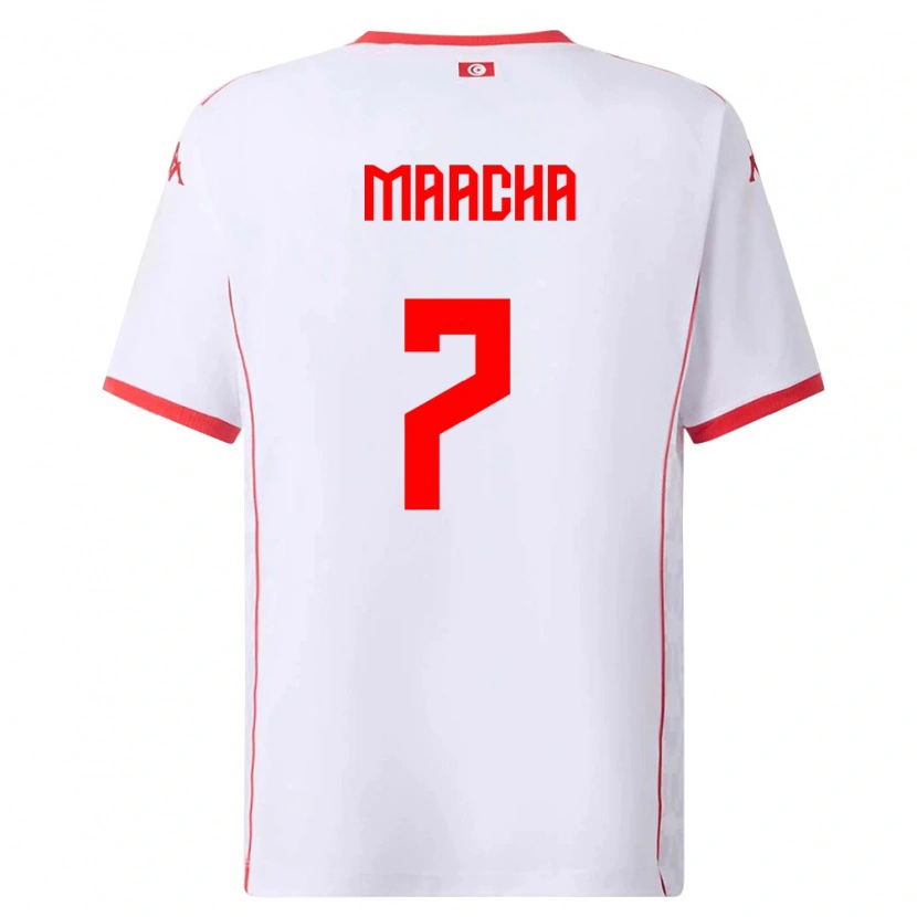 Danxen Kvinnor Tunisien Koussay Maacha #7 Vit Röd Bortatröja Matchtröjor 26-28 Tröjor T-Tröja