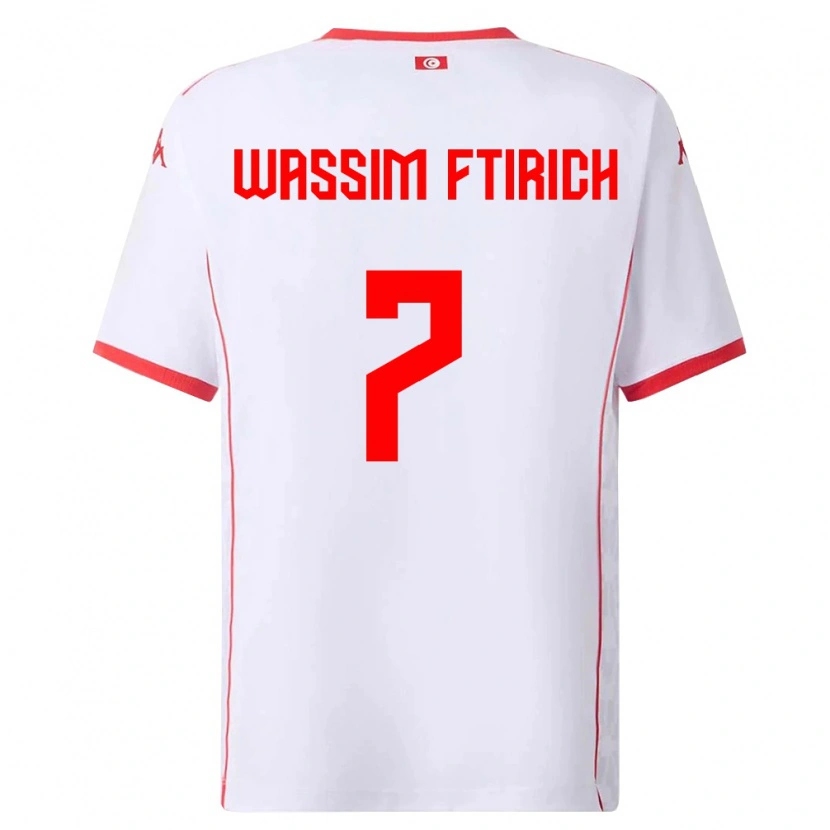 Danxen Kvinnor Tunisien Mohamed Wassim Ftirich #7 Vit Röd Bortatröja Matchtröjor 26-28 Tröjor T-Tröja