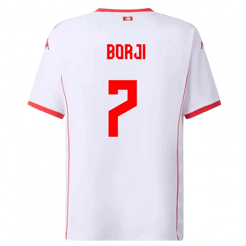 Danxen Kvinnor Tunisien Adem Borji #7 Vit Röd Bortatröja Matchtröjor 26-28 Tröjor T-Tröja