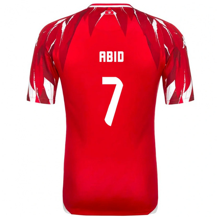 Danxen Kvinnor Tunisien Aziz Abid #7 Röd Vit Bortatröja Matchtröjor 26-28 Tröjor T-Tröja