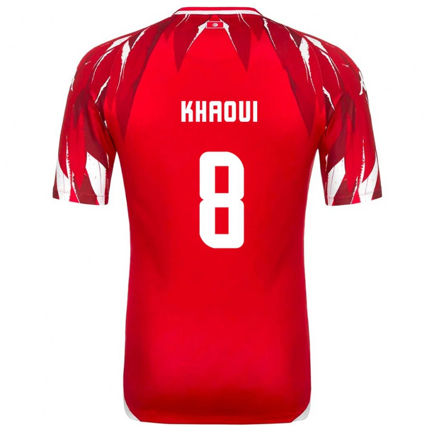 Danxen Kvinnor Tunisien Saif Eddine Khaoui #8 Röd Vit Bortatröja Matchtröjor 26-28 Tröjor T-Tröja