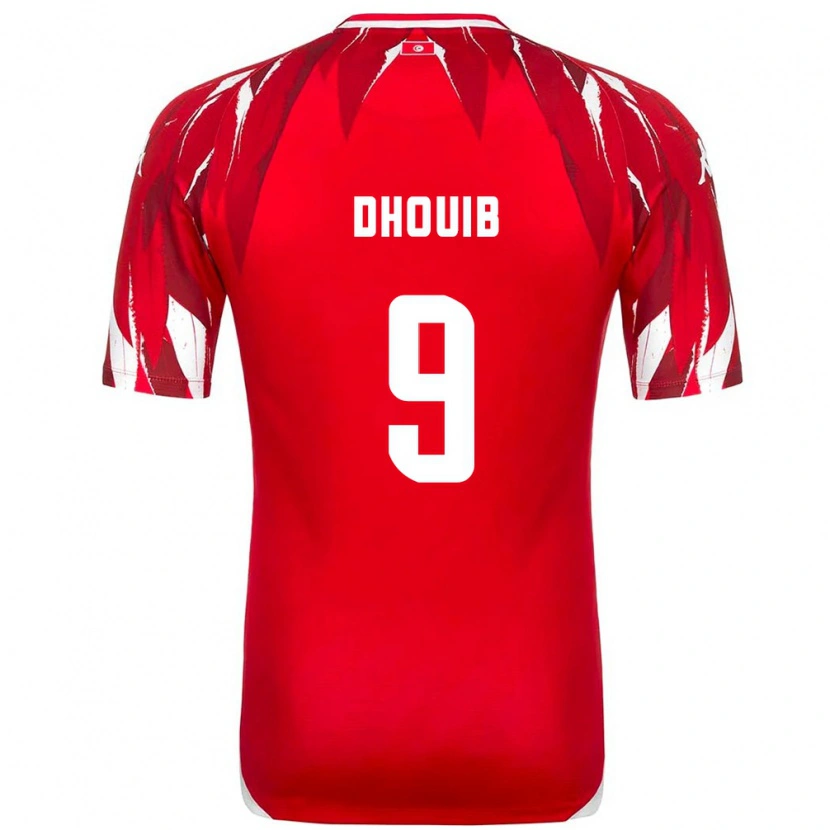 Danxen Kvinnor Tunisien Walid Dhouib #9 Röd Vit Bortatröja Matchtröjor 26-28 Tröjor T-Tröja