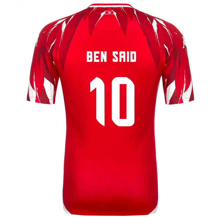 Danxen Kvinnor Tunisien Youssef Ben Said #10 Röd Vit Bortatröja Matchtröjor 26-28 Tröjor T-Tröja