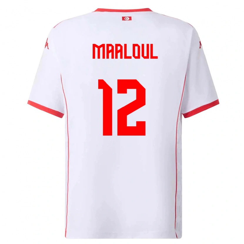 Danxen Kvinnor Tunisien Ali Maâloul #12 Vit Röd Bortatröja Matchtröjor 26-28 Tröjor T-Tröja